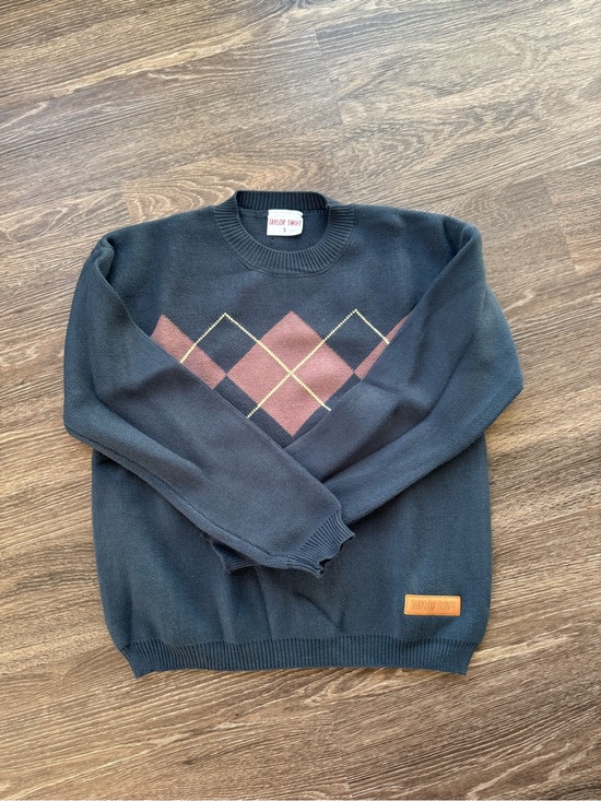 Taylor Swift Sweaters - Taylor Swift Navy Argyle Crewneck Sweater